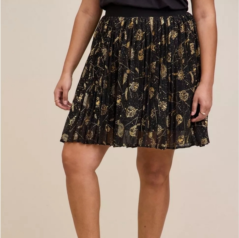 Harry Potter Celestial Metallic Print Pleated Chiffon Skater Skirt 1X Universal